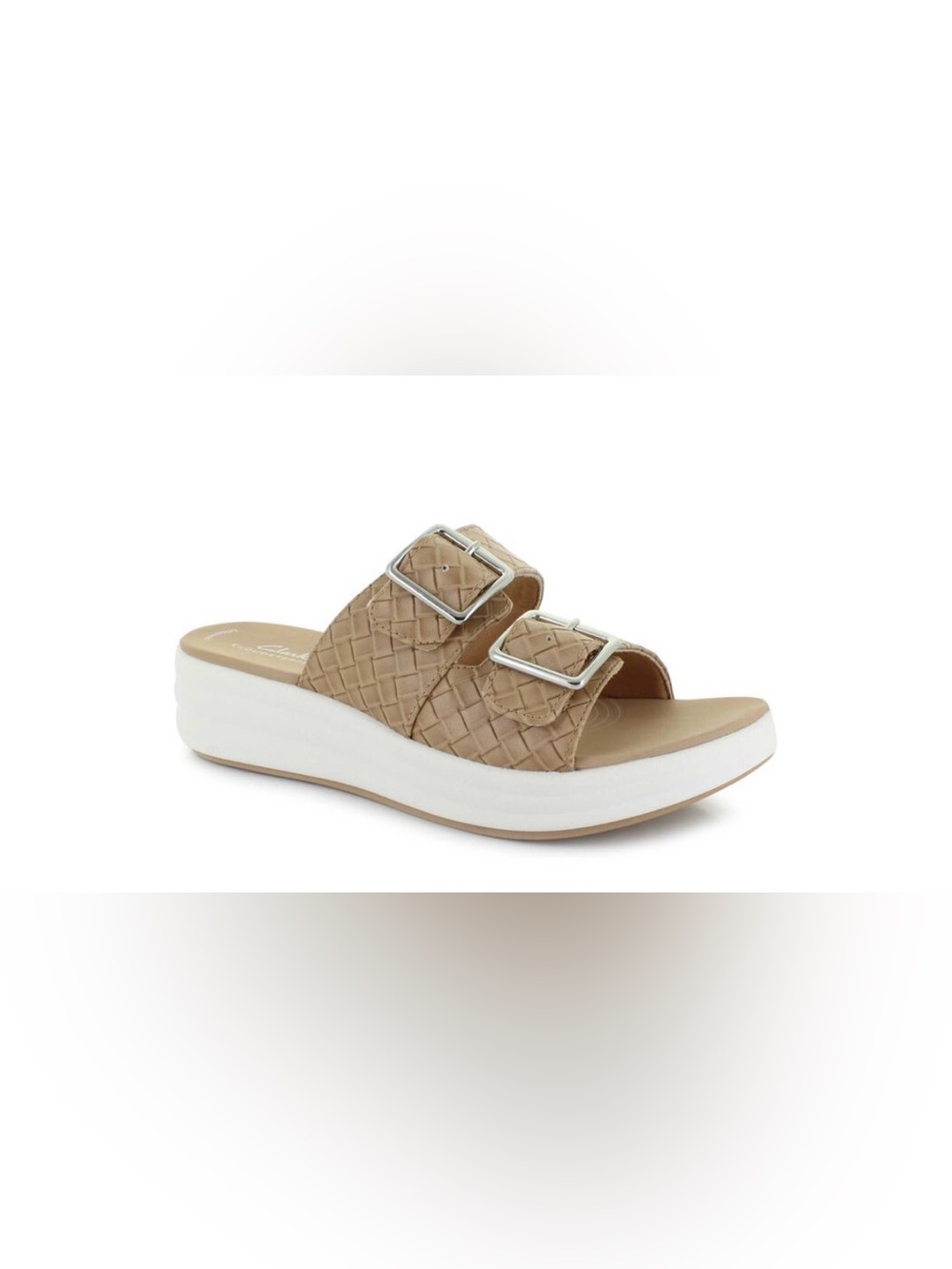 Clarks Cloudsteppers Woven Double Buckle Platform Sandals Comfort Slides 81/2